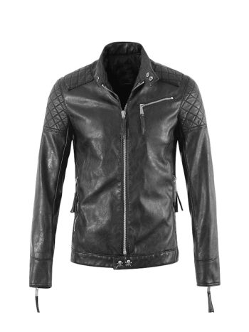 Danger Big Skull Back Design Real Leather Jacket