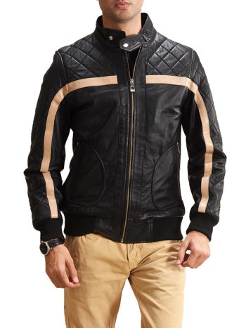 Danson Black Style Leather Bomber Jacket