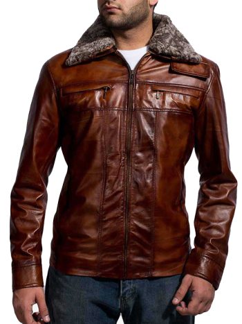 Evan Hart Fur Brown Style Leather Jacket