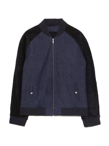 Fashion Bomber Jackets With Leather Sleeves