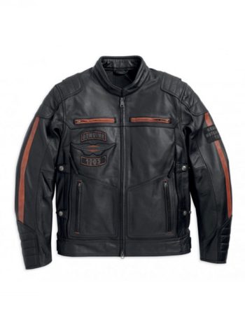 Harley Davidson Mens Exmoor Reflective Wing Motorcycle Leather Jacket