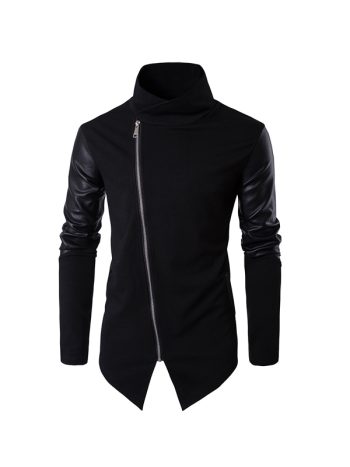 Genuine Leather Sleeves Slim Fit Jacket