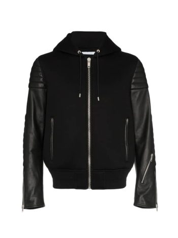 Hooded Lambskin Style Leather Jacket