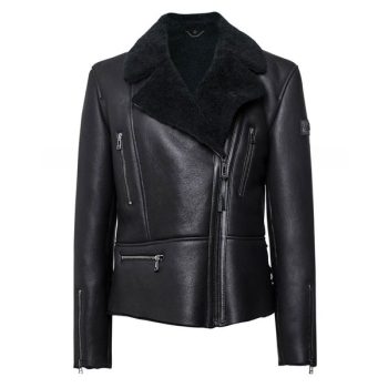 black shearling moto jacket