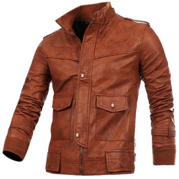 Men’s Antique Tan Four Pocket Motorcycle Leather Jacket
