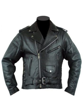 Men’s Biker Belt Style Leather Fashion Jacket