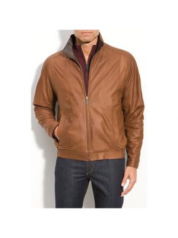 Men’s Brown Biker Style Leather Fashion Jacket