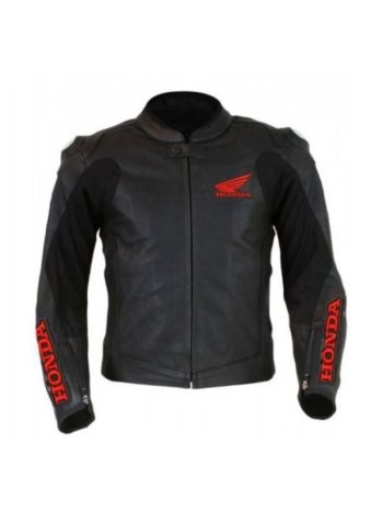 Black Honda Motorbike Style Leather Jacket