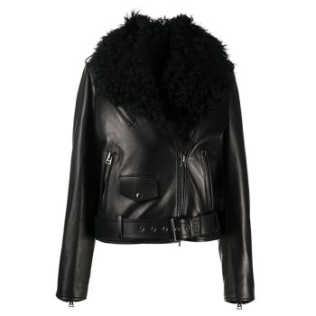 leather jacket with shearling collar