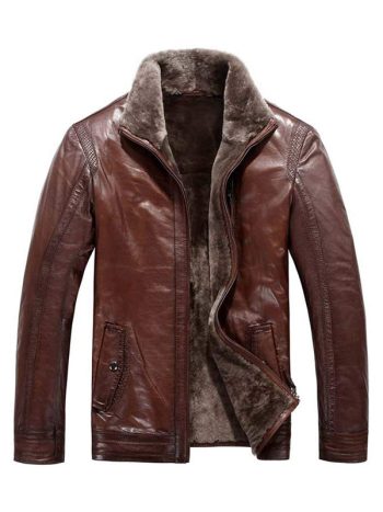 Men’s Leather Shearling Bomber Jacket
