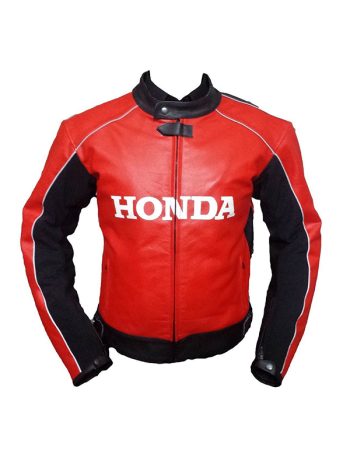 Red Honda Racing Motorbike Leather Jacket