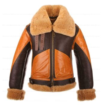 Mens Aviator B3 Fur Collar Sheepskin Leather Jacket Cafe Racer