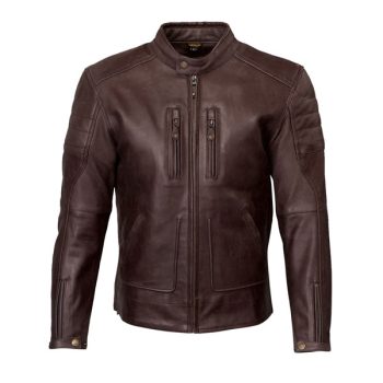 Mens Brown Two Zipper Motorbike Leather Jacket