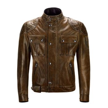 Mens Burnt Cuero Leather Biker Jacket
