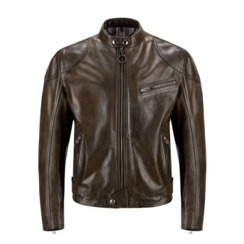 Mens Mahogany Hand Waxed Motorbike Leather Jacket