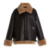 Oversized Shearling-Trimmed Leather Jacket