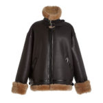 Oversized Shearling-Trimmed Leather Jacket