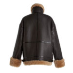 Oversized Shearling-Trimmed Leather Jacket