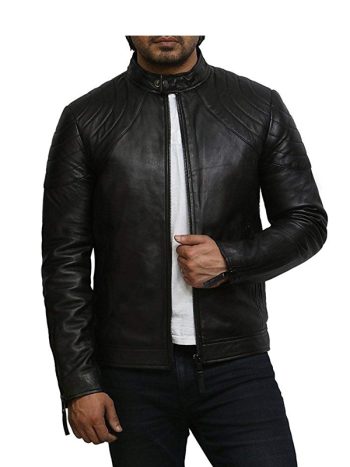Mens Vintage Genuine Leather Biker Jacket