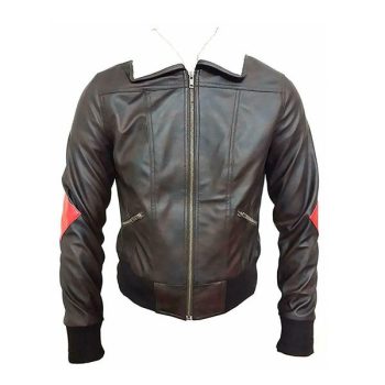 New Halloween Fur Collar Bomber Leather Jacket