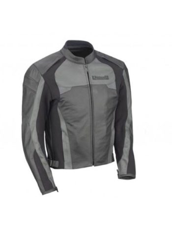Kawasaki Black Grey Motorcycle Racing Leather Jacket