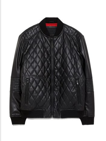 Padded Style Mens Leather Bomber Jacket