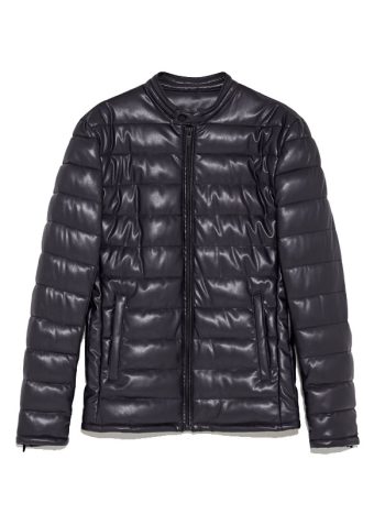 Puffer Style Mens Leather Jacket