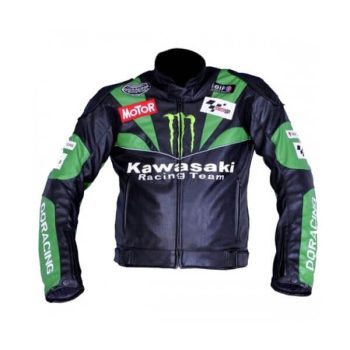 Kawasaki Team Black And Green Sports Biker Leather Jacket