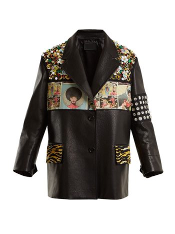 Stud Embellished Mens Leather Jacket