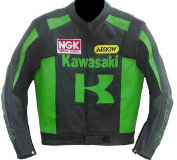 Kawasaki Men Racing Biker Leather Jacket