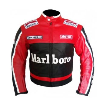 Marlboro Motorcycle Racing Leather Jacket Men