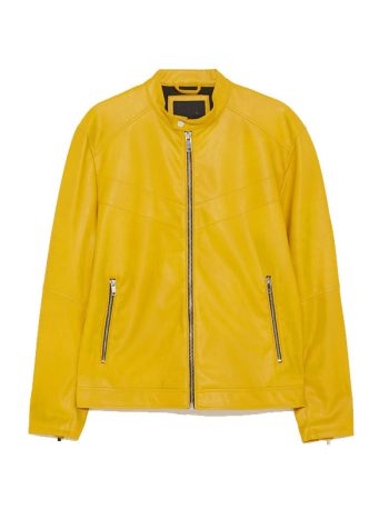 Yellow Mens Leather Fashion Jacket