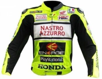 Mens Green Honda Nastro Motorcycle Racing Leather Jacket