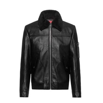 Fur Collar Mens Leather Biker Jacket