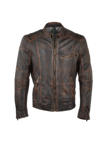 Brown Antique 3 Pockets Style Leather Jacket