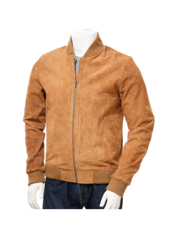 Brown Tan Suede Style Leather Jacket