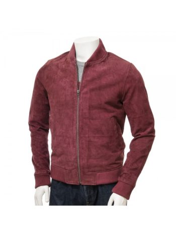 Burgundy Color Leather Bomber Jacket