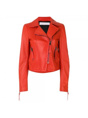 orange leather motorcycle jacket