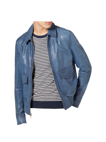 Garment Washed Bomber Style Leather Jacket (Copy)