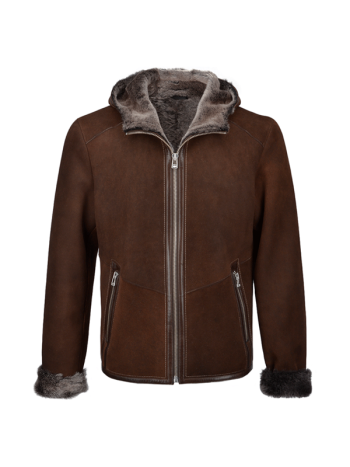 Hooded Style Sheepskin Leather Jacket