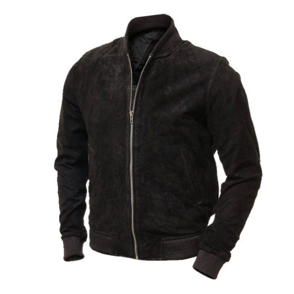 black suede bomber jacket