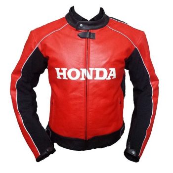 Red Honda Racing Motorbike Leather Jacket