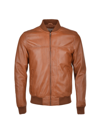 Tan Leather Bomber Jacket Men’s