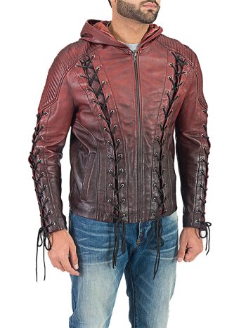 Red Hooded Style Halloween Leather Jackets