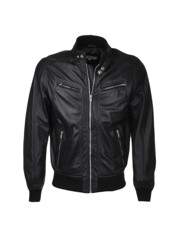Men Biker Bomber Style Leather Jakcet