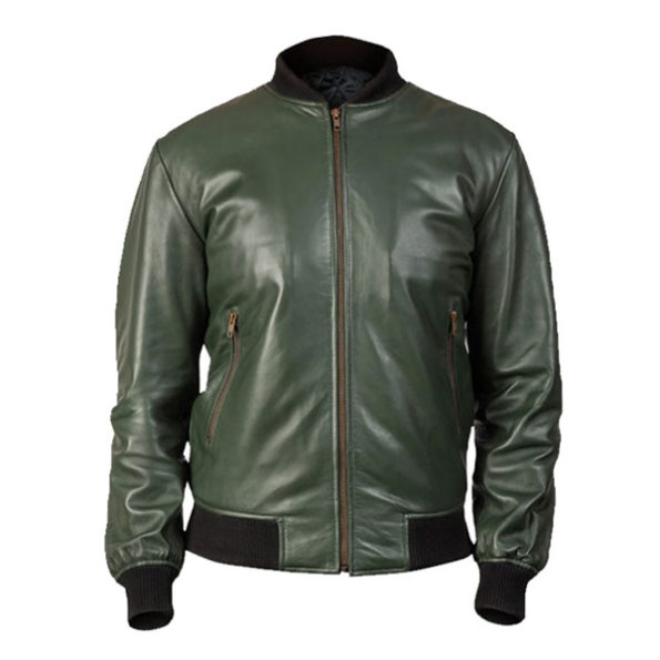 Men Glossy Green Bomber Jacket