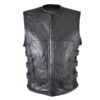 mens black leather motorcycle vest