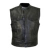 mens black leather motorcycle vest