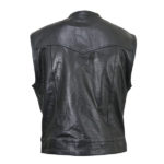 mens black leather motorcycle vest