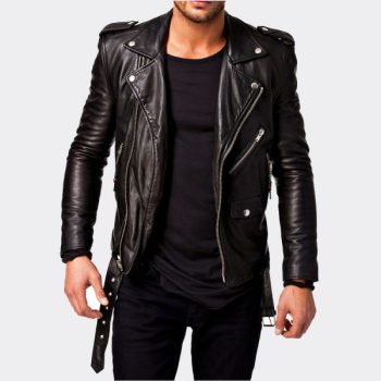Men Leather Jacket Motorcycle Black Slim Fit Biker Genuine Lambskin Jacket